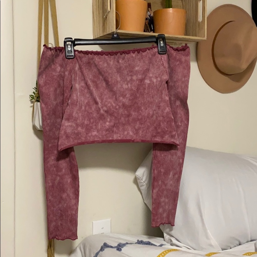 Crop Off The Shoulder Seamless Long Sleeve